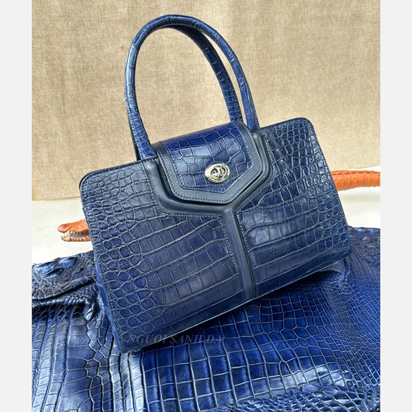 Túi xách nữ da cá sấu xịn màu xanh navy
