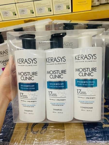 Bộ Dầu Gội Xả Kerasys Moisture Clinic Xanh 600ml* (2 gội 1 xả)