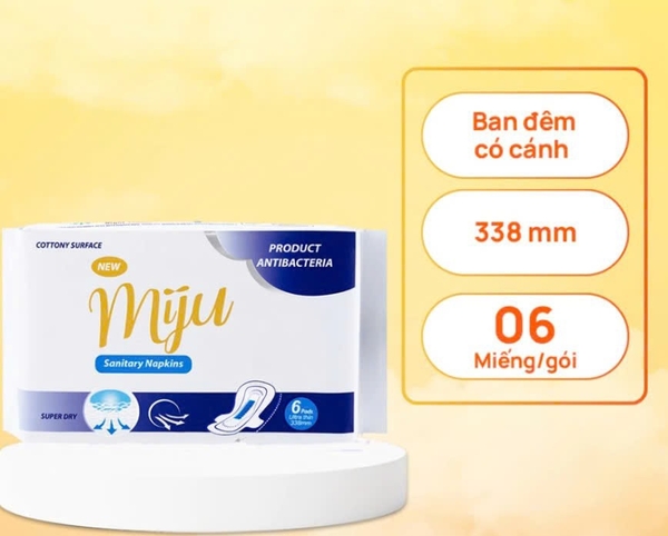 Băng Vệ Sinh Miju Ban Đêm Có Cánh 338mm ( 60 miếng )