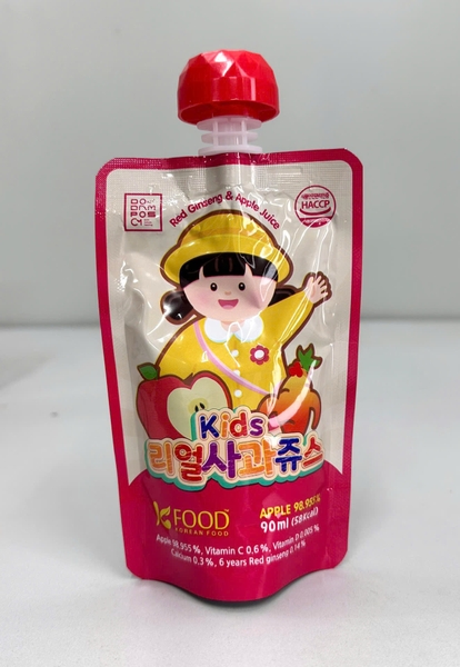 Nước Ép Táo Hồng Sâm Real Apple Juice (Hộp 10 gói*90ml)