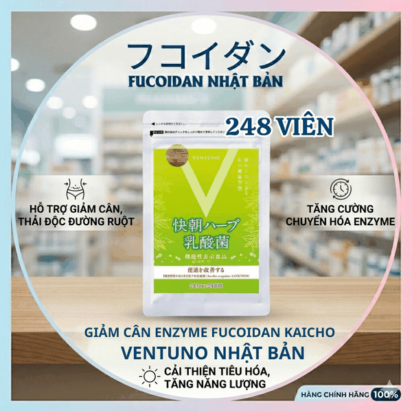 Viên Hỗ Trợ Giảm Cân Enzyme Fucoidan Kaicho Nhật Bản 248 Viên