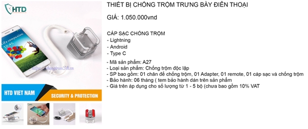 Thiết bị chống trộm trưng bày điện thoại A27