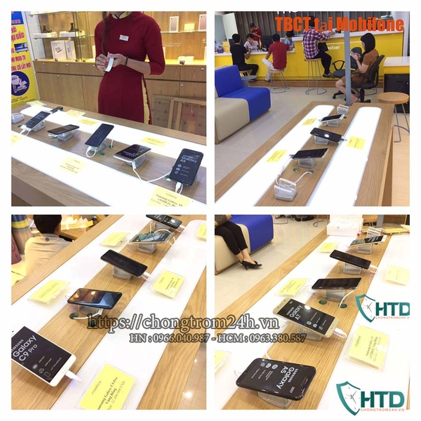 Thiết bị chống trộm trưng bày điện thoại tại Mobifone