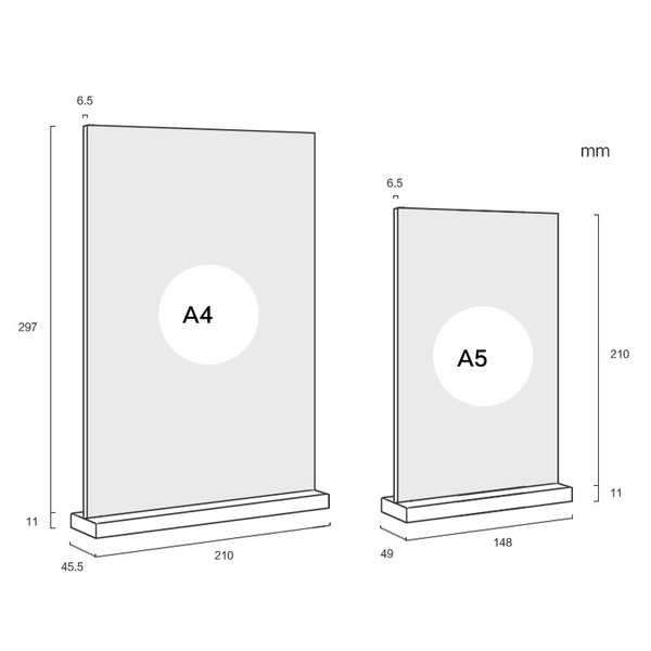 kệ mica để bàn dạng đứng A4, A5.