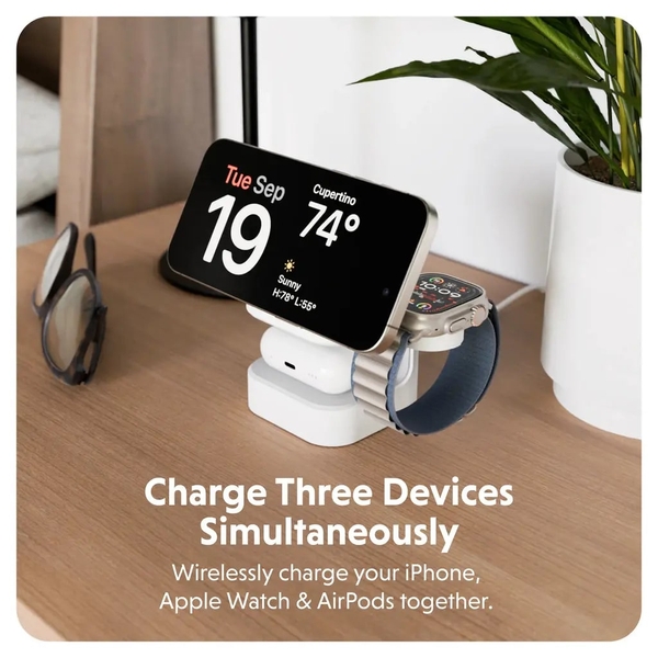 Bộ Sạc Không Dây HYPERJUICE QI2 3-IN-1 Magnetic Charging Stand HJ3320