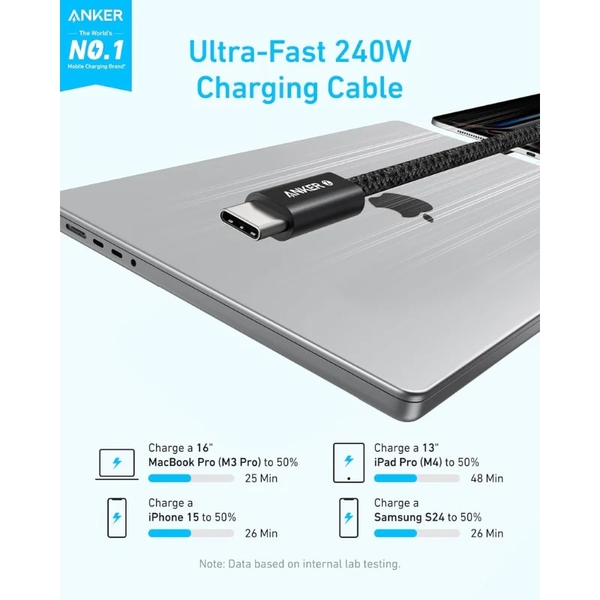 CÁP ANKER ZOLO NYLON USB-C TO USB-C 240W 1M - A8060H11
