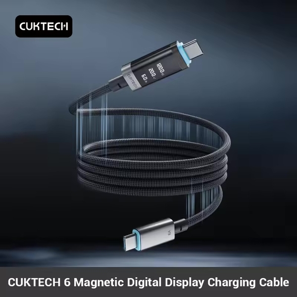 Cáp Sạc Nhanh Cuktech No.6 OLED USB-C To USB-C 6A 240W Hít Từ Tính – CMC615P