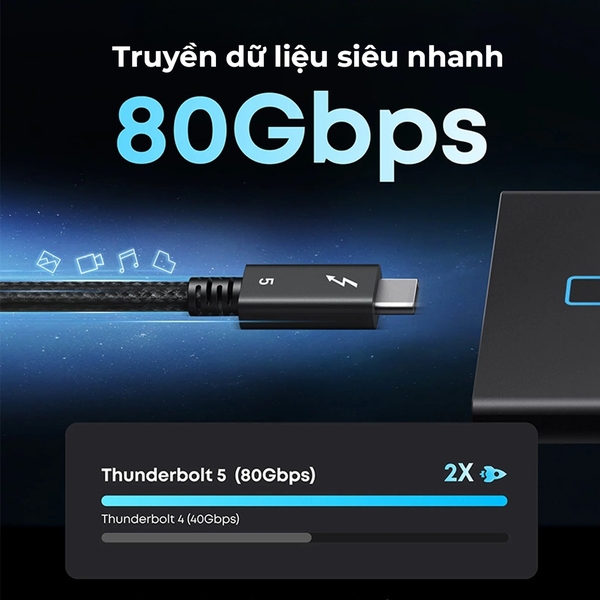 Cáp Thunderbolt 5 ANKER Prime USB-C To USB-C (0.5M, 80Gbps, 240W) - A84N1