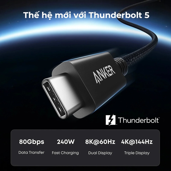 Cáp Thunderbolt 5 ANKER Prime USB-C To USB-C (0.5M, 80Gbps, 240W) - A84N1