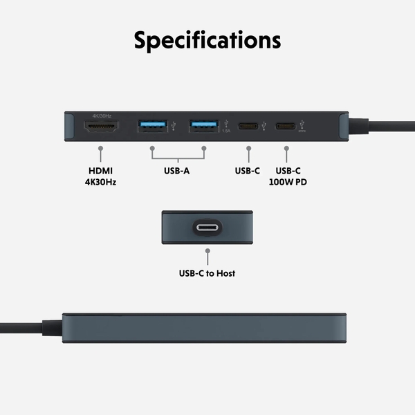 Cổng Chuyển HyperDrive Flex 5 Ports USB-C Hub - HD4101