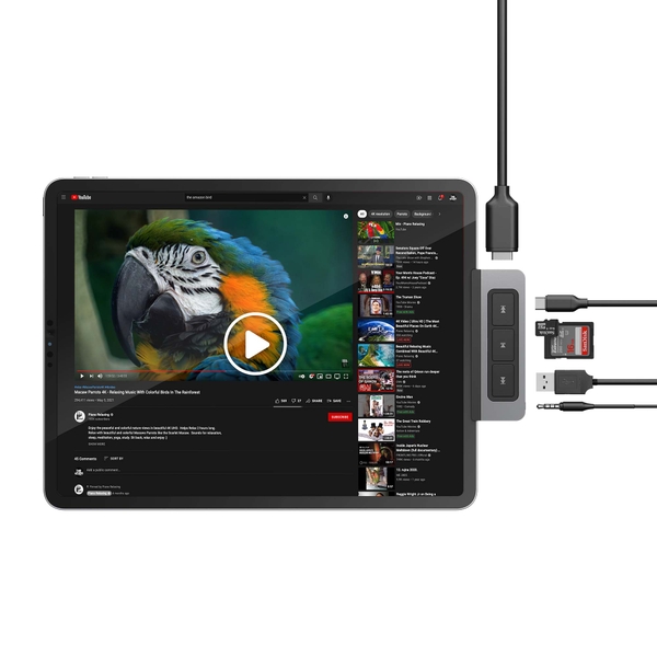 CỔNG CHUYỂN IPAD ĐA PHƯƠNG DIỆN ĐẦU TIÊN TRÊN THẾ GIỚI HYPERDRIVE MEDIA 6-IN-1 HDMI 4K/60HZ USB-C HUB HD449