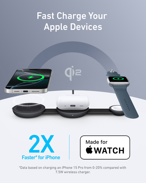 Đế Sạc Không Dây Từ Tính Anker MagGo UFO 15W Qi2 B25M8