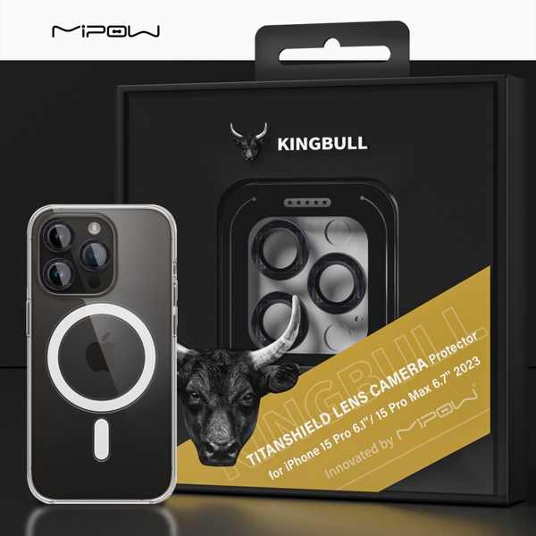 Dán Lens Camera MIPOW Kingbull IPHONE 15 Pro /15 Pro Max Titanshield Protector