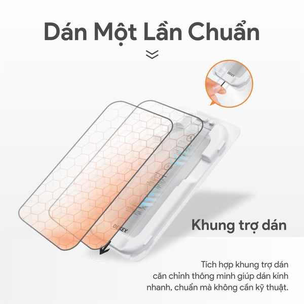 Miếng dán cường lực có khung trợ dán DEKEY 3D Master Glass Sentery (trong suốt) cho iPhone