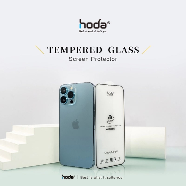 Miếng dán cường lực kèm khung trợ dán HODA chống nhìn trộm cho iPhone 13 Pro Max (6.7)