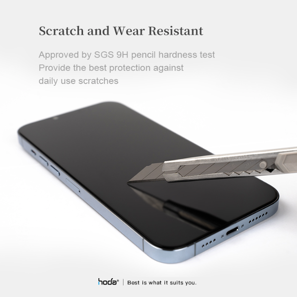 Miếng dán cường lực kèm khung trợ dán HODA chống phản chiếu có viền đen cho iPhone 12 Pro Max