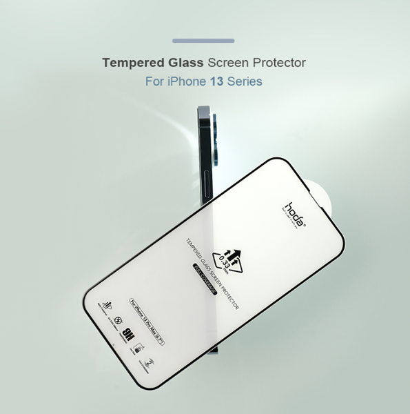 Miếng dán cường lực kèm khung trợ dán HODA chống phản chiếu có viền đen cho iPhone 13 Pro Max