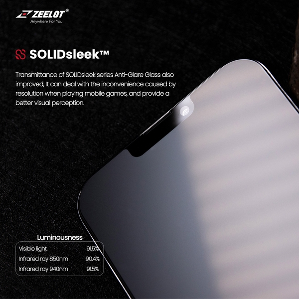 Miếng dán cường lực ZEELOT SOLIDsleek cho iPhone 13 Mini (Có viền đen) CHỐNG TIA XANH