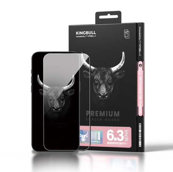 Miếng dán cường lực MIPOW KINGBULL PREMIUM SILK HD iPhone 16 | 16 Plus | 16 Pro | 16 Pro Max  (FULL VIỀN ĐEN)