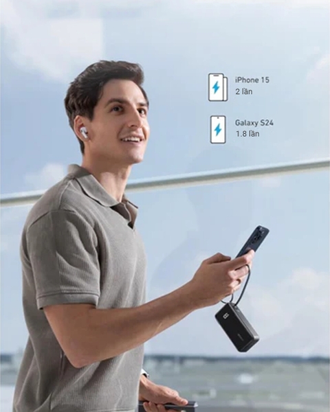 Pin Dự Phòng Anker Fusion 10000 30W (Tích hợp Cáp USB-C) - A1637