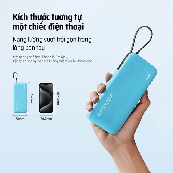 Pin dự phòng Cuktech 20000 mAh Max 55W (Built-In USB-C Connector) – PB200N