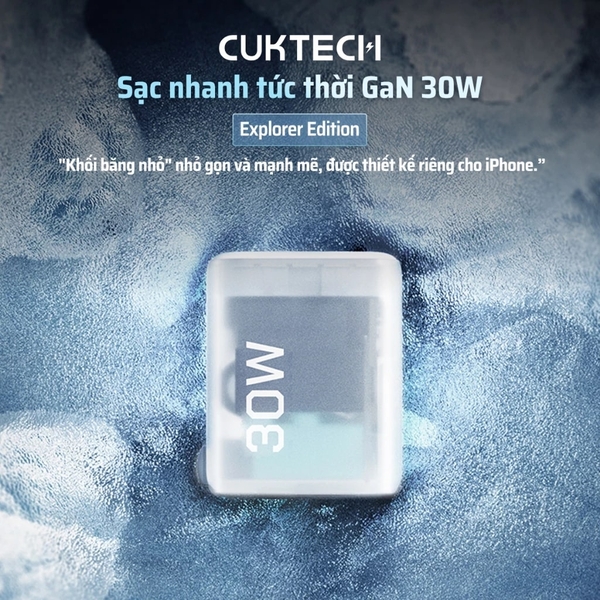 Sạc Nhanh Cuktech 30W Trong Suốt Siêu Nhỏ PD3.0/PPS/QC3.0 – AD301N ( 2 Sản Phẩm )