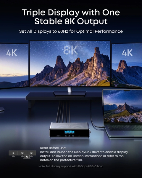 Trạm Sạc Anker Prime 160W 14 IN 1 Hỗ Trợ Triple Display & DisplayLink (Bộ chuyển đổi Hub) - A83B3