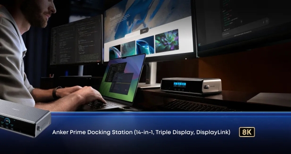 Trạm Sạc Anker Prime 160W 14 IN 1 Hỗ Trợ Triple Display & DisplayLink (Bộ chuyển đổi Hub) - A83B3