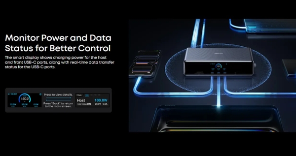Trạm Sạc Anker Prime 160W 14 IN 1 Hỗ Trợ Triple Display & DisplayLink (Bộ chuyển đổi Hub) - A83B3