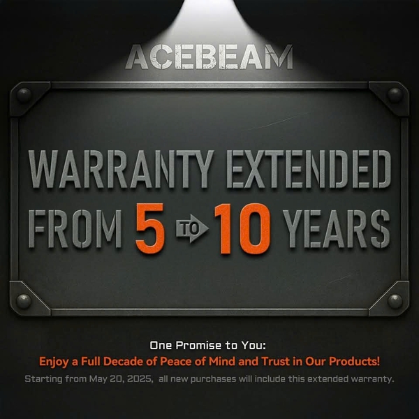 ACEBEAM CHƠI LỚN: BẢO HÀNH ĐÈN PIN LÊN TỚI 10 NĂM