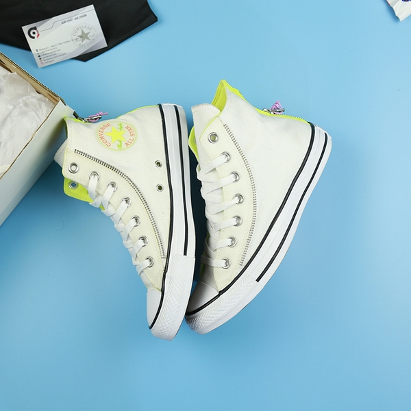 Converse cao cổ vải trắng zip CCVT047