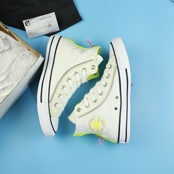 Converse cao cổ vải trắng zip CCVT047