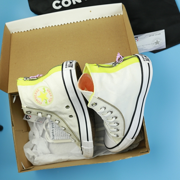 Converse cao cổ vải trắng zip CCVT047