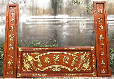 Dát vàng hoành phi câu đối – Nghệ thuật trong không gian thờ cúng