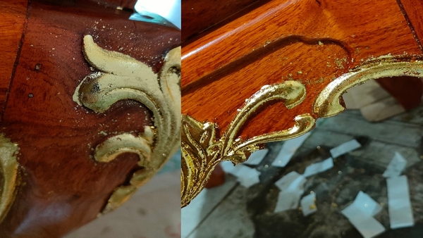 Vàng bị nhăn do dát vàng khi keo còn ướt