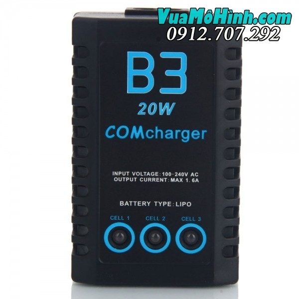 bộ sạc nhanh B3 20W để sạc pin LiPo 2s và 3s, sạc pin nhanh cho xe oto, cano, tàu, thuyền, trực thăng điều khiển từ xa, flycam, drone