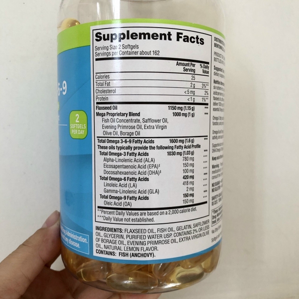 OMEGA 369 SUPPORTS HEART HEALTH 1600mg 325 Viên cao cấp của MỸ