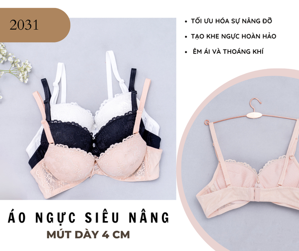 【 TARA】Samuel Áo Ngực Ren Siêu Nâng Đài Loan Mút Lót Vải Nanobon Viền Ren Cánh Buồm Lưng ( Màu Da )