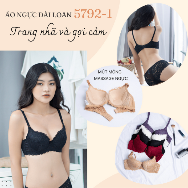 Áo ngực Đài Loan 5792-1 Mút Mỏng Bảng Lưng Nhỏ Cao su Ép Cao Cấp Siêu Mềm Nguyên Ngực