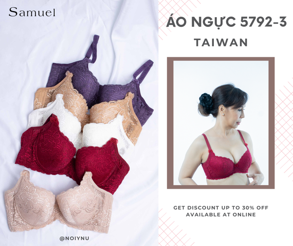 Áo Ngực Đài Loan 5792-3 Ren Mút Mỏng Nguyên Ngực dây liền Bảng lưng lớn ôm gọn chuyên bra ngực lớn và hông có nhiều thịt