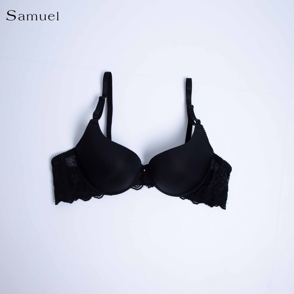 Áo ngực Eva Mút Cao su Lót Vải Tactel Viền Ren Nguyên Ngực ( Màu Đen )