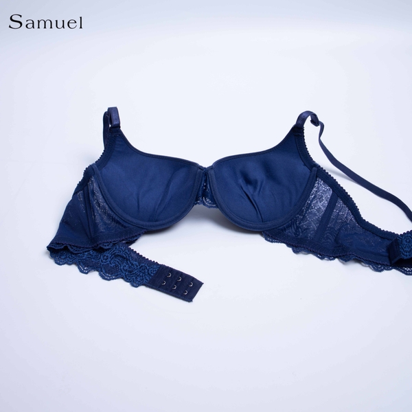 【 Eva 】Samuel Áo ngực T-shirt Đài Loan Mút Cao su Lót Vải Tactel siêu mềm viền ren cao cấp nguyên ngực ( Màu Xanh Đậm )