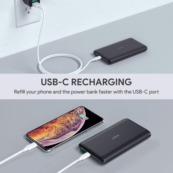 Aukey PB-XN10 - Pin Sạc Dự Phòng 10000mAh Công Nghệ & Type C 15W