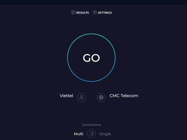 Giao diện trang web kiểm tra kết nối internet