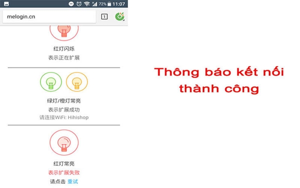 Đợi một chút để thiết bị kích sóng WiFi Mercury 3 râu kết nối thành công với mạng WiFi mà bạn đã chọn