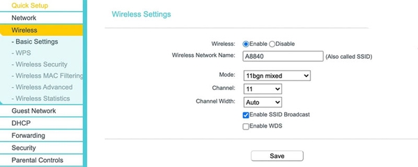 Cài đặt wifi trên Router chính.