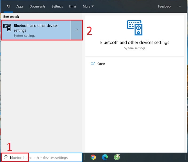 Mở phần cài đặt Bluetooth