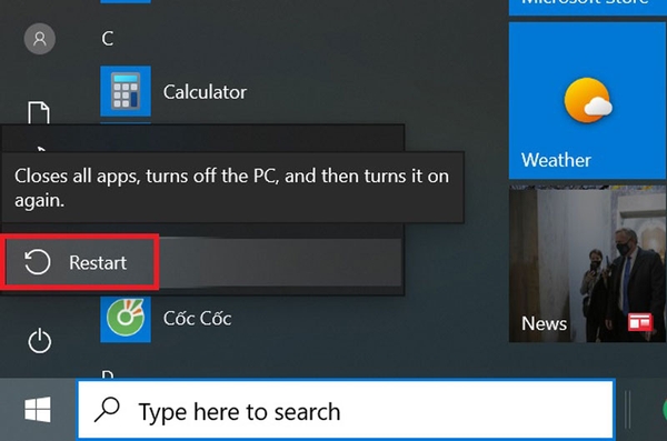 Restart lại máy