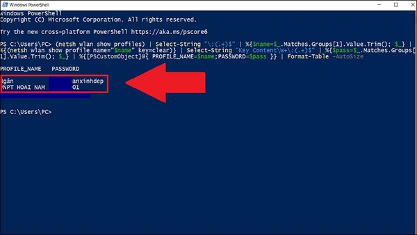 Kiểm tra mật khẩu WiFi bằng PowerShell