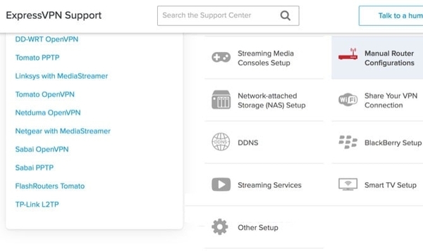 Giao diện nội dung hỗ trợ người dùng của ExpressVPN